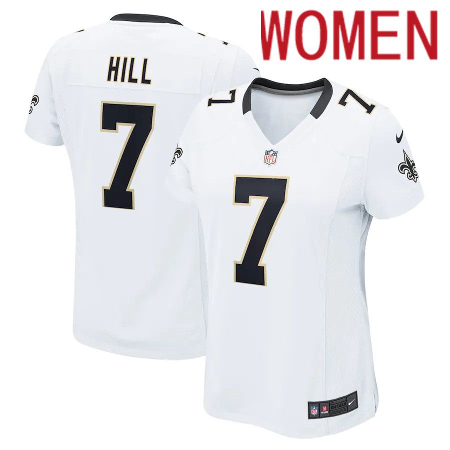 Women New Orleans Saints #7 Taysom Hill Nike White Game NFL Jersey->women nfl jersey->Women Jersey